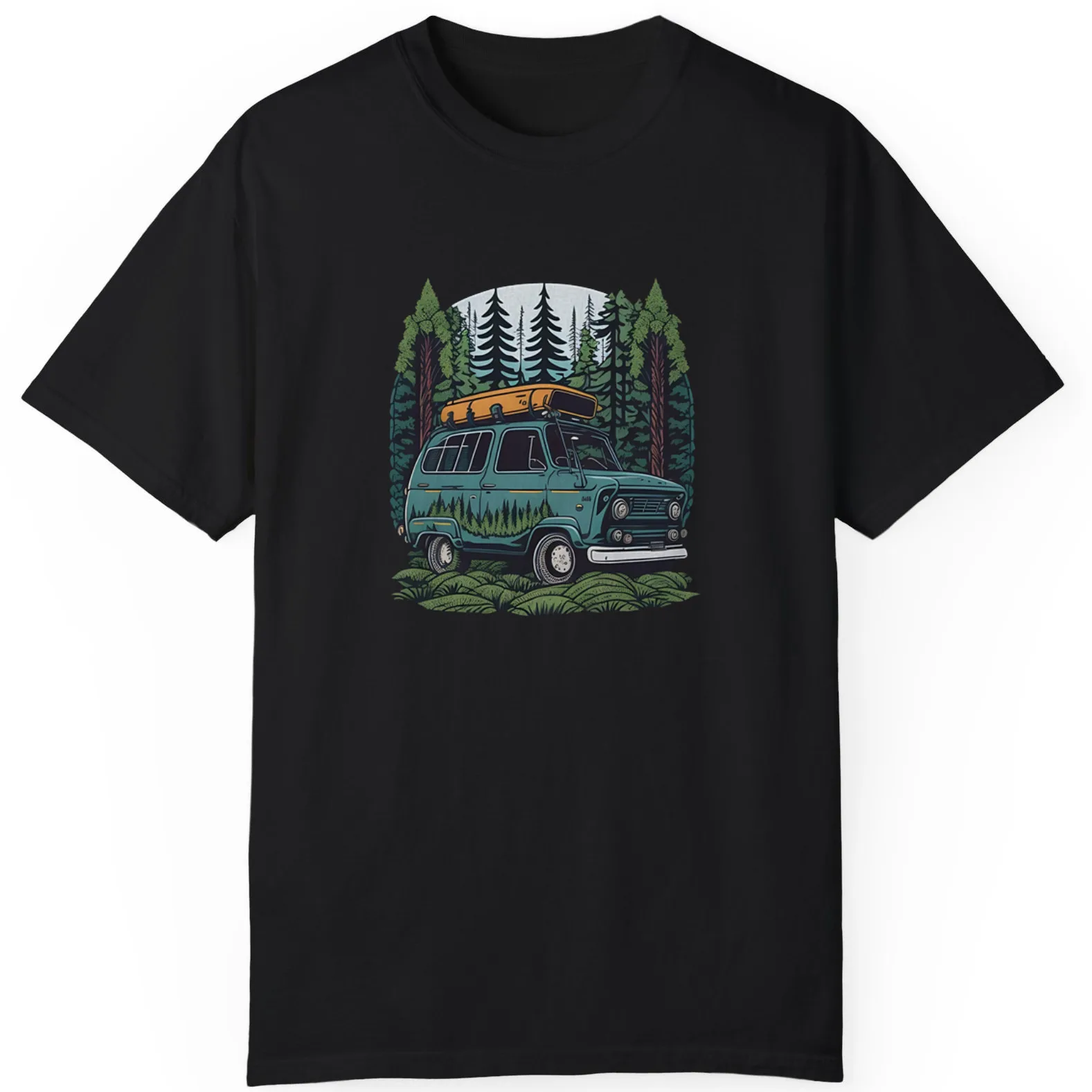 Forest Drive Cartoon Car Lush Dynamic  Traveling Beautiful Gift Unisex T-Shirt S