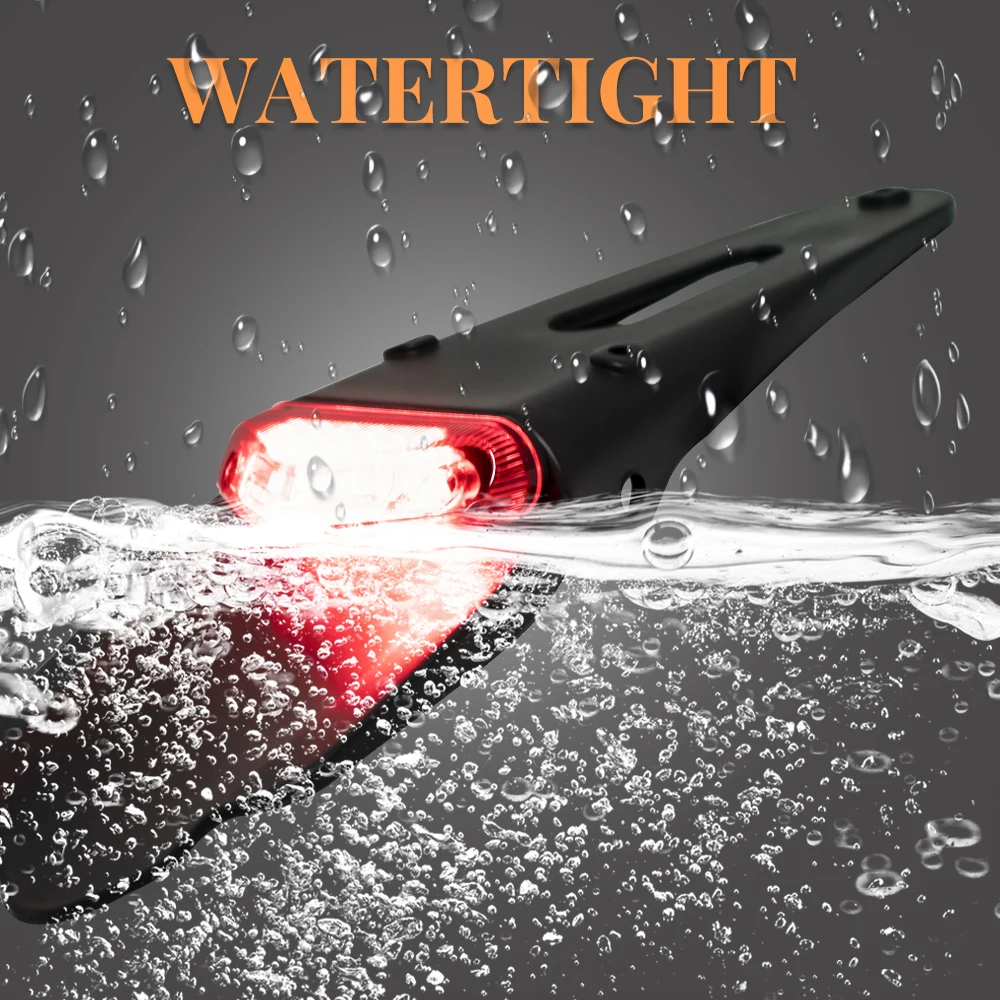 Motorcycle Rear Fender License Plate Bracket Holder With 12V LED Taillight Brake Lamp Universal For Enduro Off-Road Bike image 5