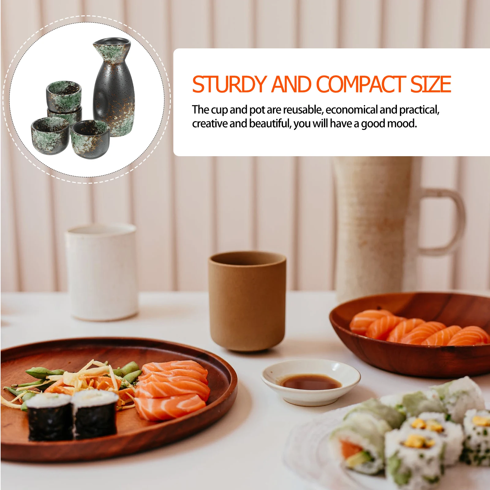 

1 Set Japanese Sake Set Ceramic Bottle with Cups Traditional Wine Carafe Portable Party Supplies