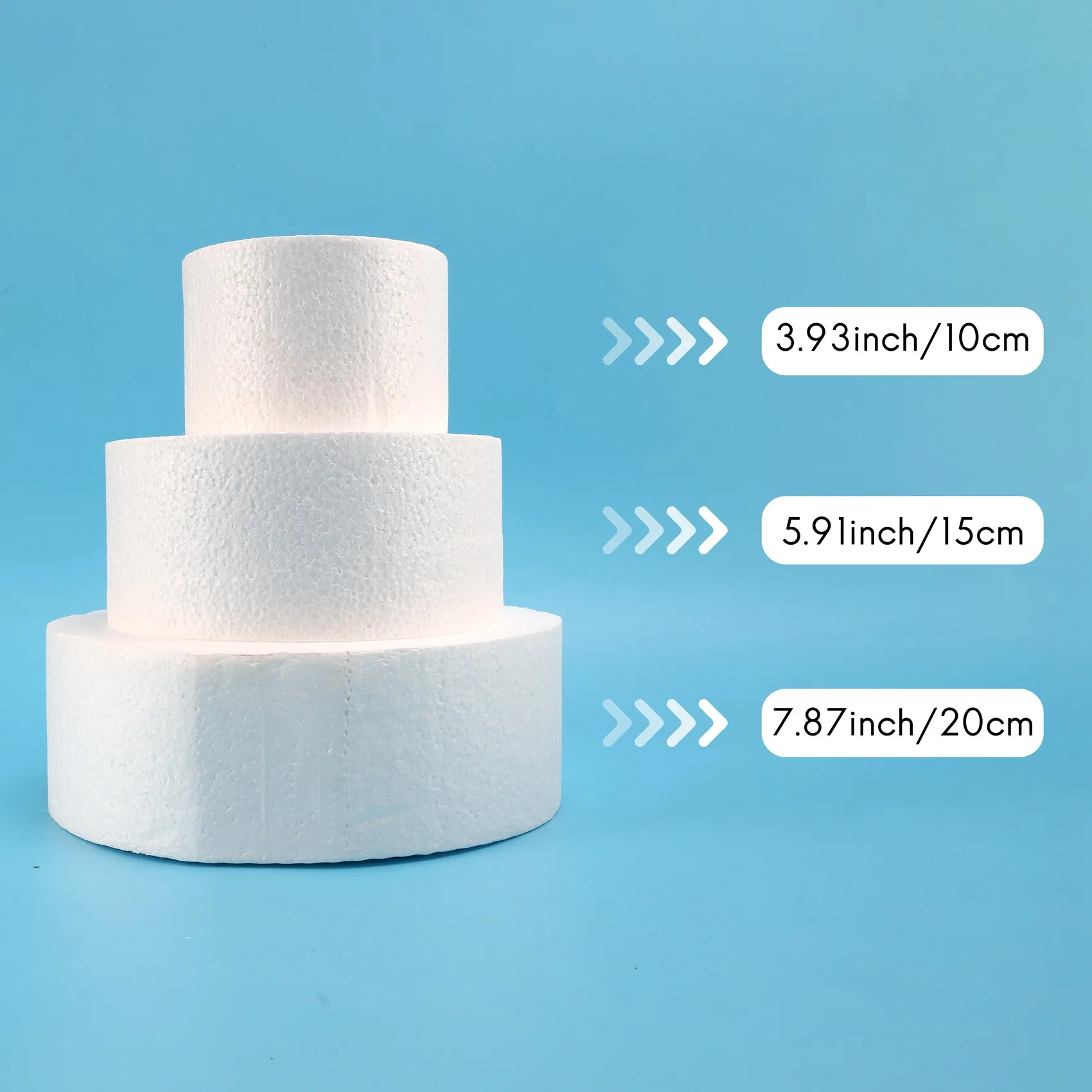 Runder Kuchen-Dummy 4 Zoll / 6 Zoll / 8 Zoll (Kuchen-Dummy-Set 4 Zoll 6 Zoll 8 Zoll) HEISS