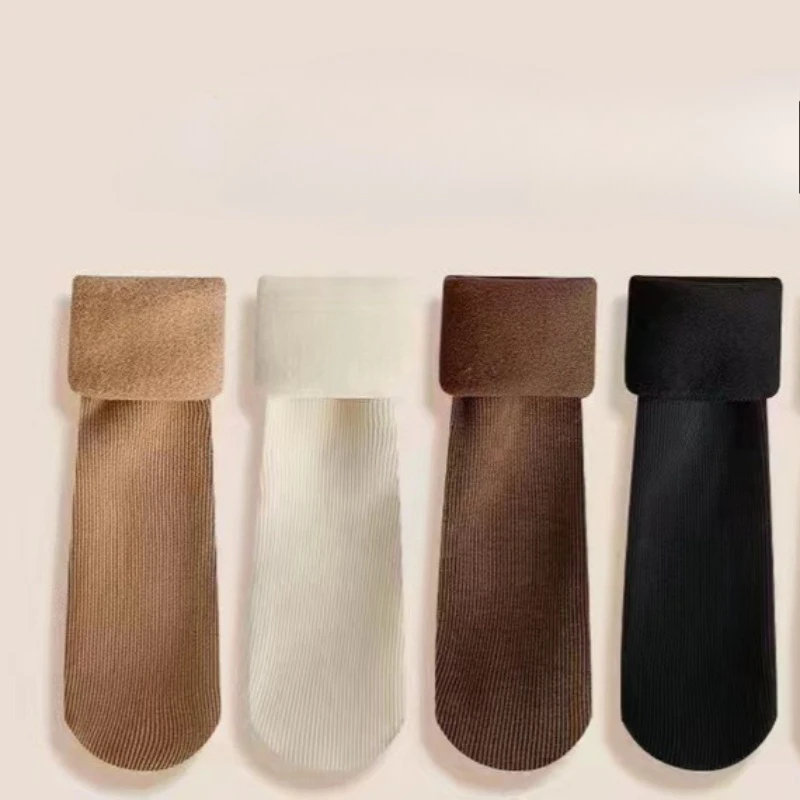 

5 pair/lot Winter Women's Snow Socks Warm Fleece Lined Floor Socks Unisex Thick Adult Floor Socks Long Socks Mid-Calf Socks