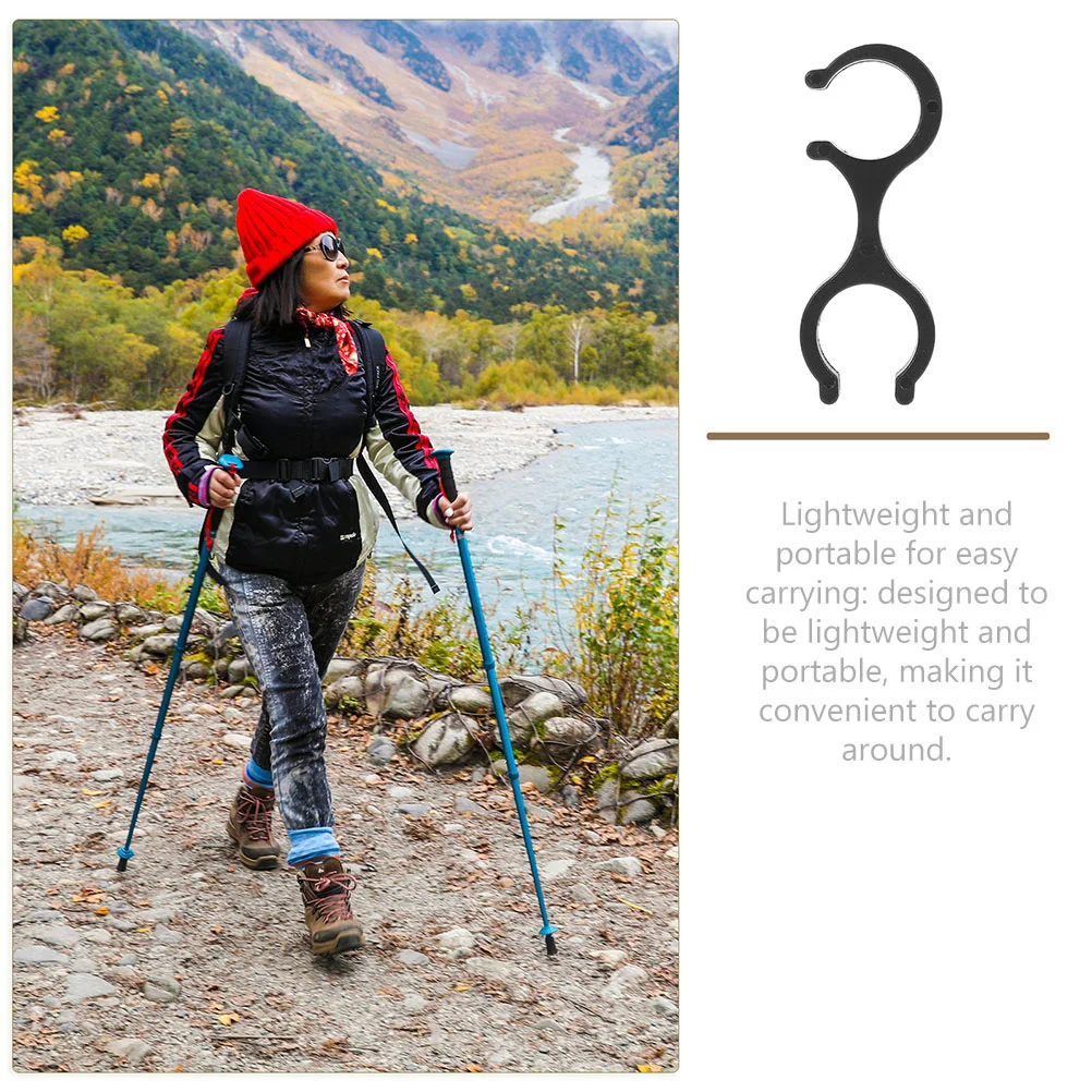 20 Pcs Carabiner Alpenstock Accessories Stick Clip Trekking Pole Storage Buckle Clips Black Climbing Cane Plastic