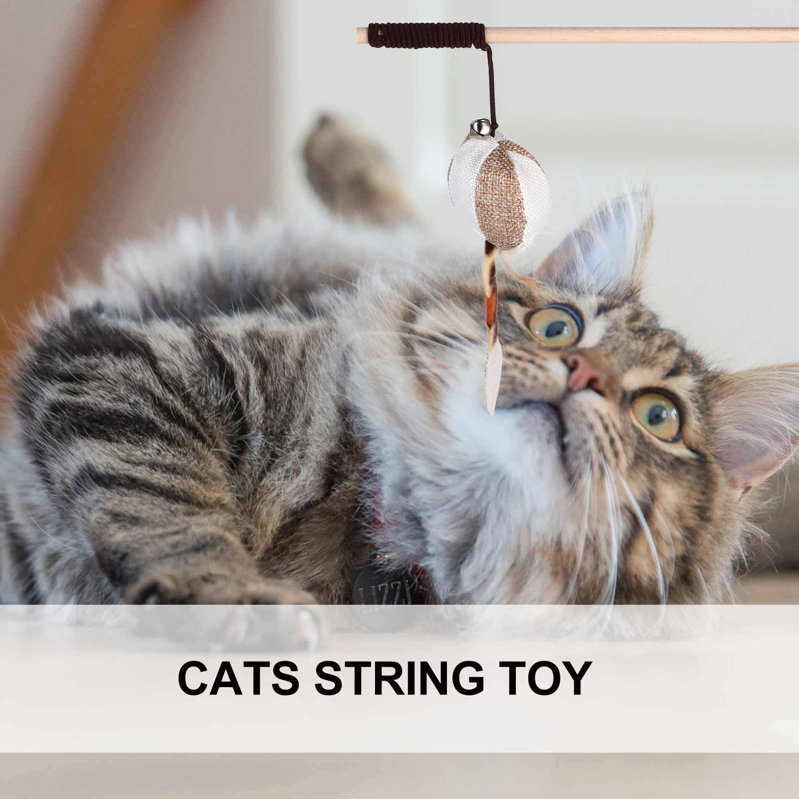 

5pcs Cat Teaser Stick Set Linen String Bell For Kitten Indoor Interactive Play Training Exercise Pet Gift