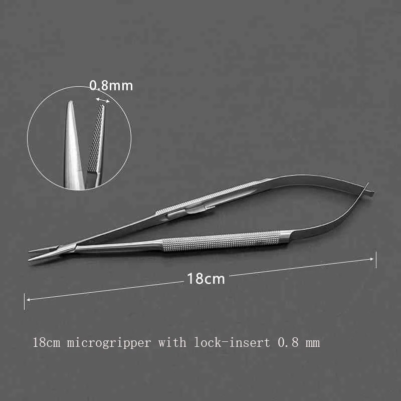 Stainless steel micro-needle holder with locking spring-mounted diamond-tipped pen for cardiac bypass suture