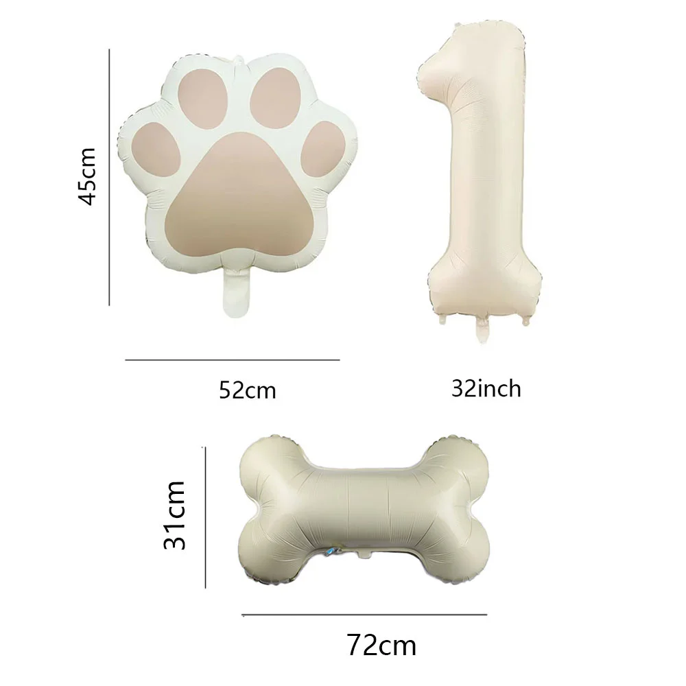 5pcs Dog Party Balloons 32inch Cream Number Balloon Bone Shaped Foil Balloon for Pets Party Birthday Decorations view 2