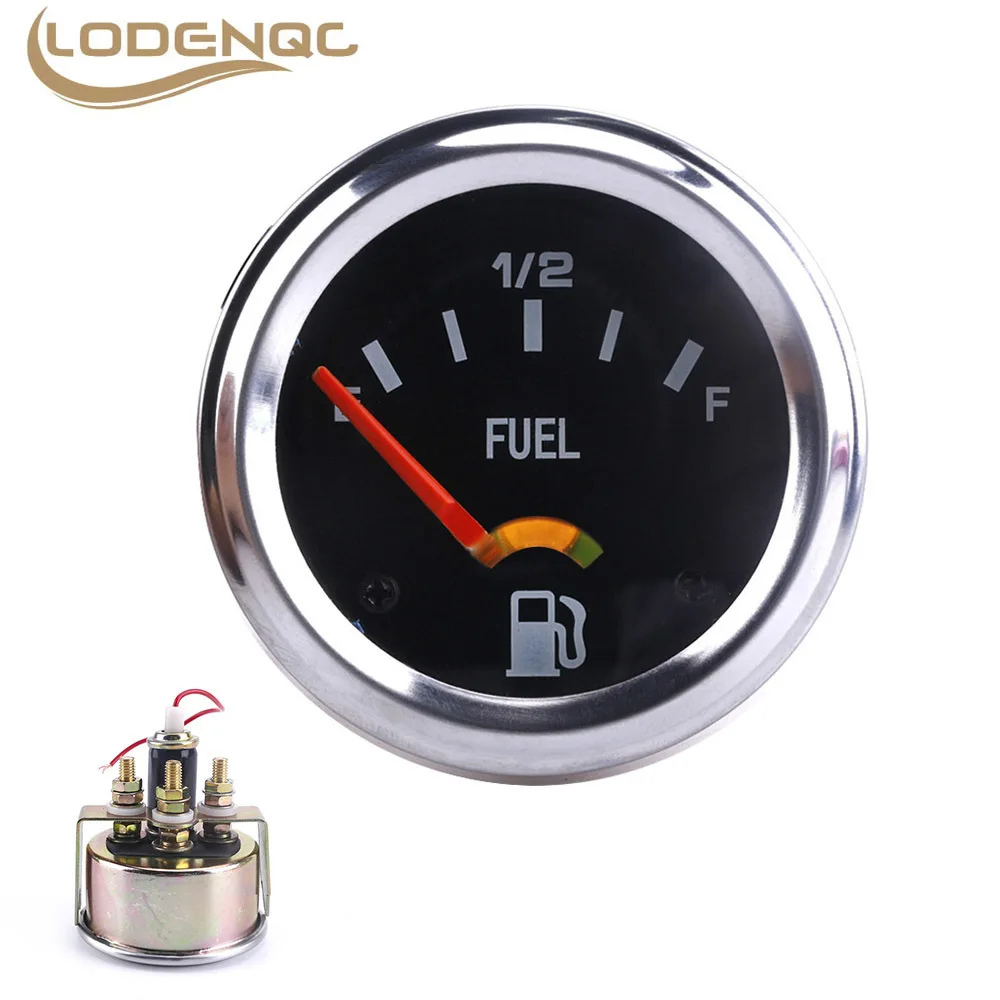 

LODENQC Black 2'' 52mm 12V DC Fuel Level Gauge Electrical Mechanical Fuel Level meter Car gauge Car meter E-1/2-F