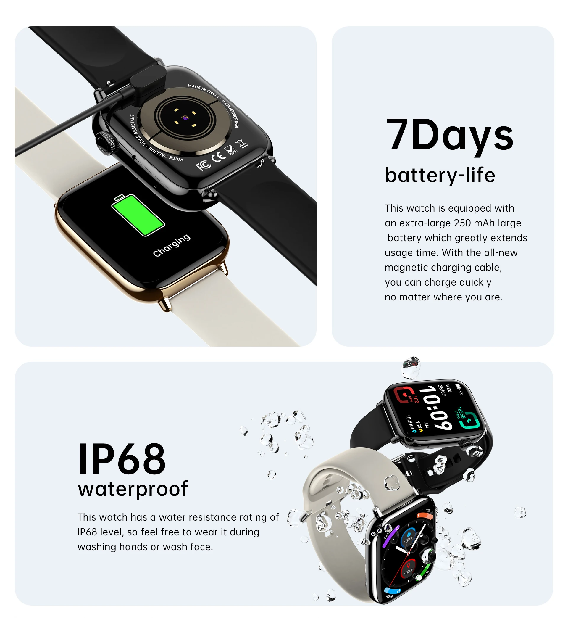 Propriétaire du temps 1.91 pouces TFT femmes Smartwatch Bluetooth appel IP68 étanche moniteur de Fitness pour téléphone Android iOS T63 Smartwatch