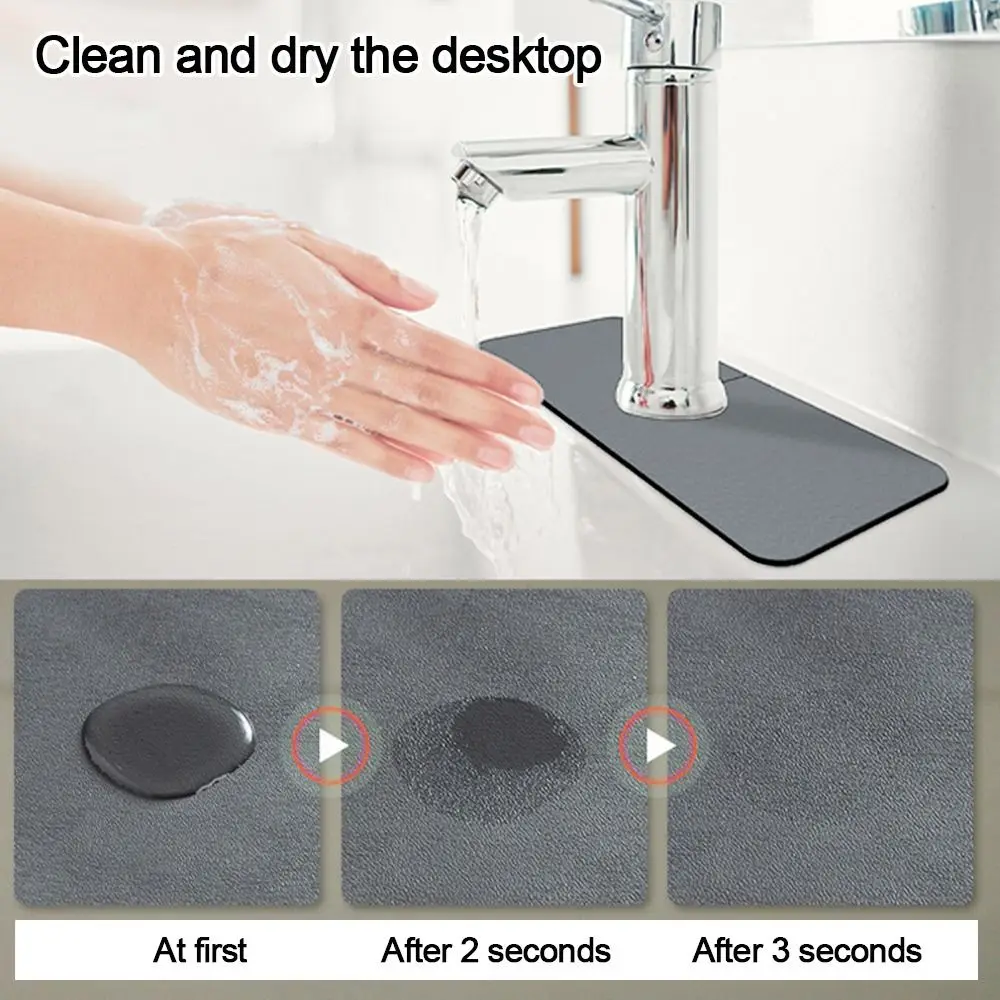 

Diatomite Faucet Draining Mat Multifunction Convenient Non-Slip Absorbent Pad Splash Countertop Protector