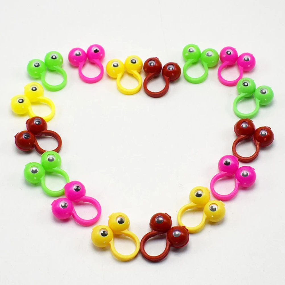 

50Pcs Plastic Large Eye Finger Rings Multicolor Finger Puppets for Teaching Storytelling Role Play Entertainment Presentation