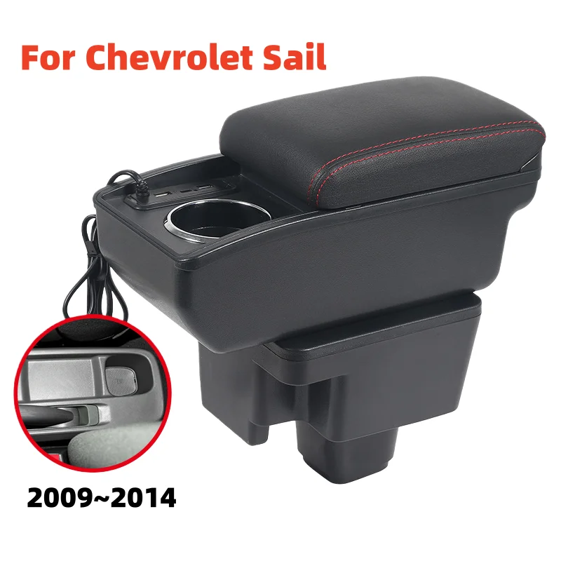 Armrest box For Chevrolet Sail 2009~2014 Central Store content Storage box cup holder car-styling Accessory 2010 2011 2012 2013