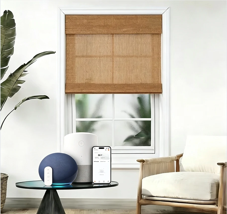 ستائر خشبية منسوجة طبيعية عالي - مراجعة Linen Roller Blind وسعره