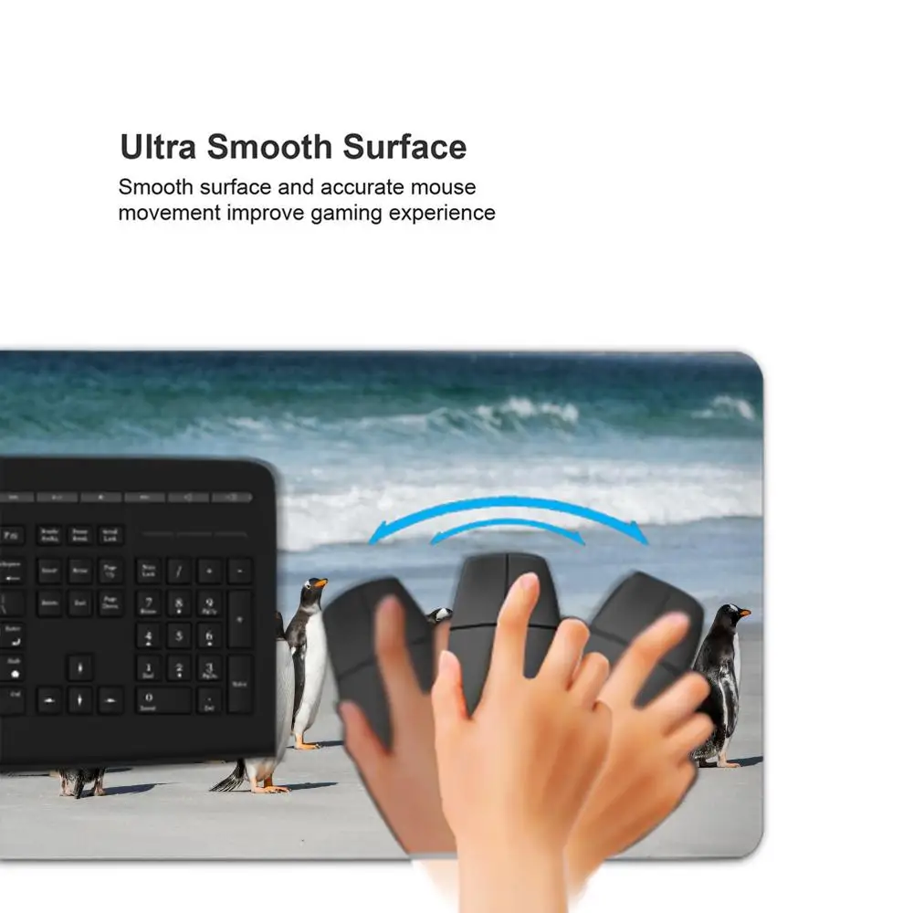 سجادة مكتب Little Kawaii Penguin، Magical Winter Wonderland Snow Land، لوحة مفاتيح كبيرة مقاس XL، حيوانات لطيفة، هدية مكتبية