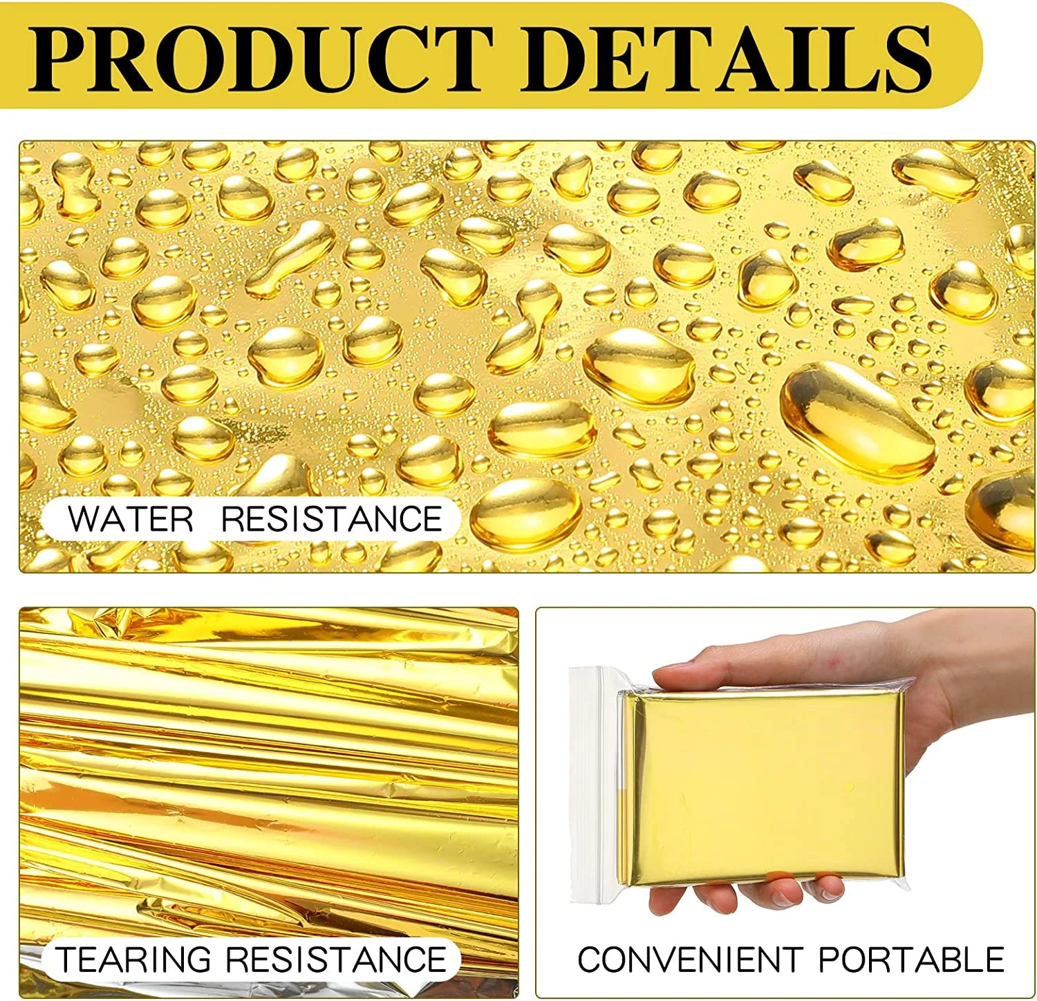 5–30 Stück Outdoor-Notfall-Gold-Splitter-Überlebensdecke, wasserdicht, Erste-Hilfe-Rettungsvorhang, Folie, thermische Militärdecke, 130 x 210 cm