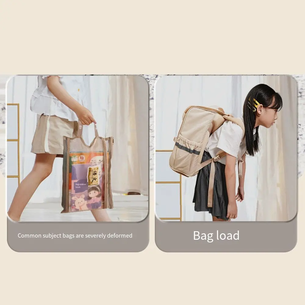 Multifunctional Mesh Zipper Pouch Transparent Thickened Test Paper Storage Bag with Label Two-layer Partition File Folder Bag