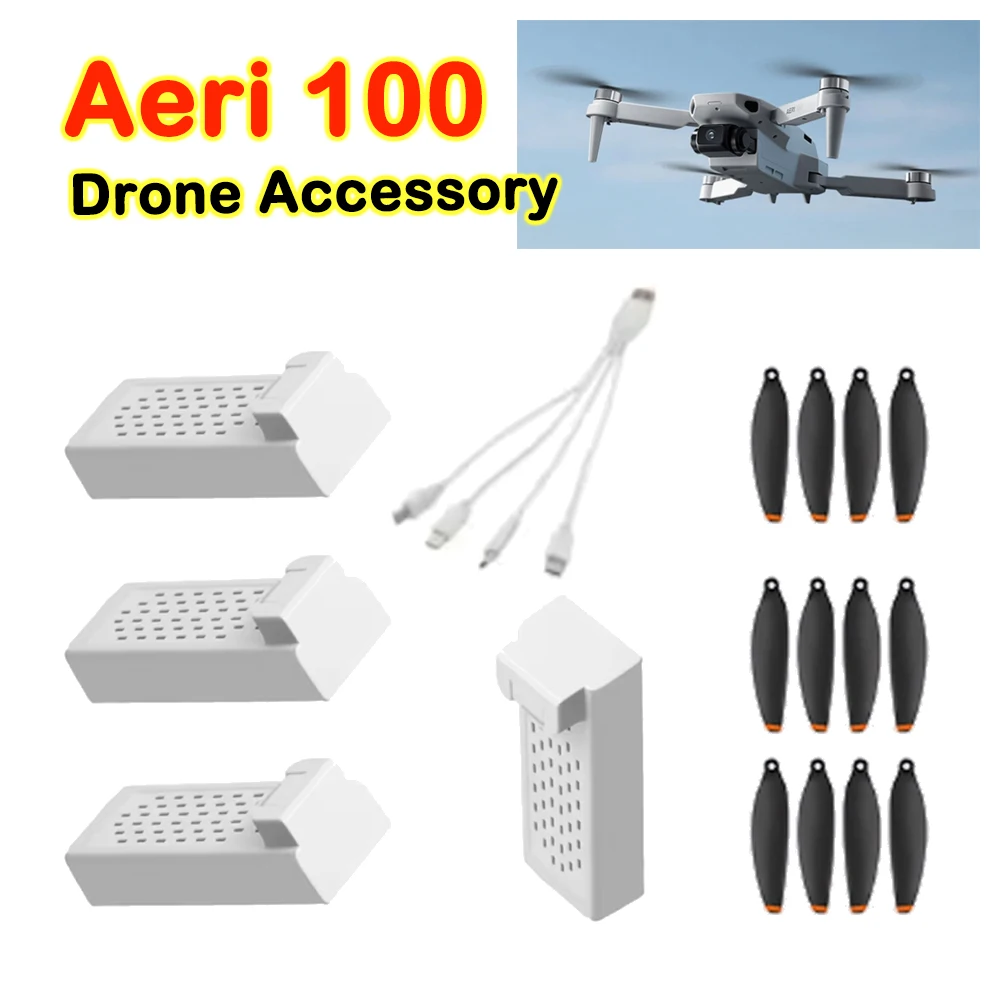 Запасная часть для дрона VR Version Aeri 100: аккумулятор 3.7V 600mAh / кабель USB для зарядки / аксессуар для пропеллеров