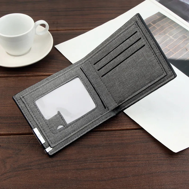 Men's Short Wallet Casual Large Capacity Card Holder Youth Multifunctional Slim Handbag Organizer