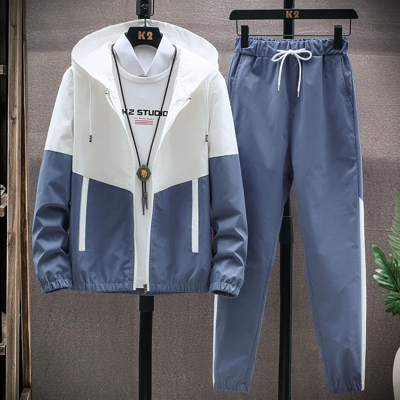New Sportswear Suit Men's Autumn Casual Wear Korean Style Trousers Hooded Two-piece Set