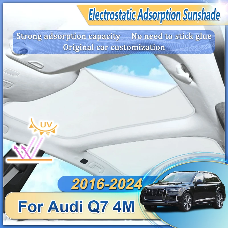 

Автомобильный люк на крыше, солнцезащитный козырек для Audi Q7, аксессуары 4 м 2016-2024 2019, электростатическая адсорбция, солнцезащитные козырьки в крыше, слепое затенение