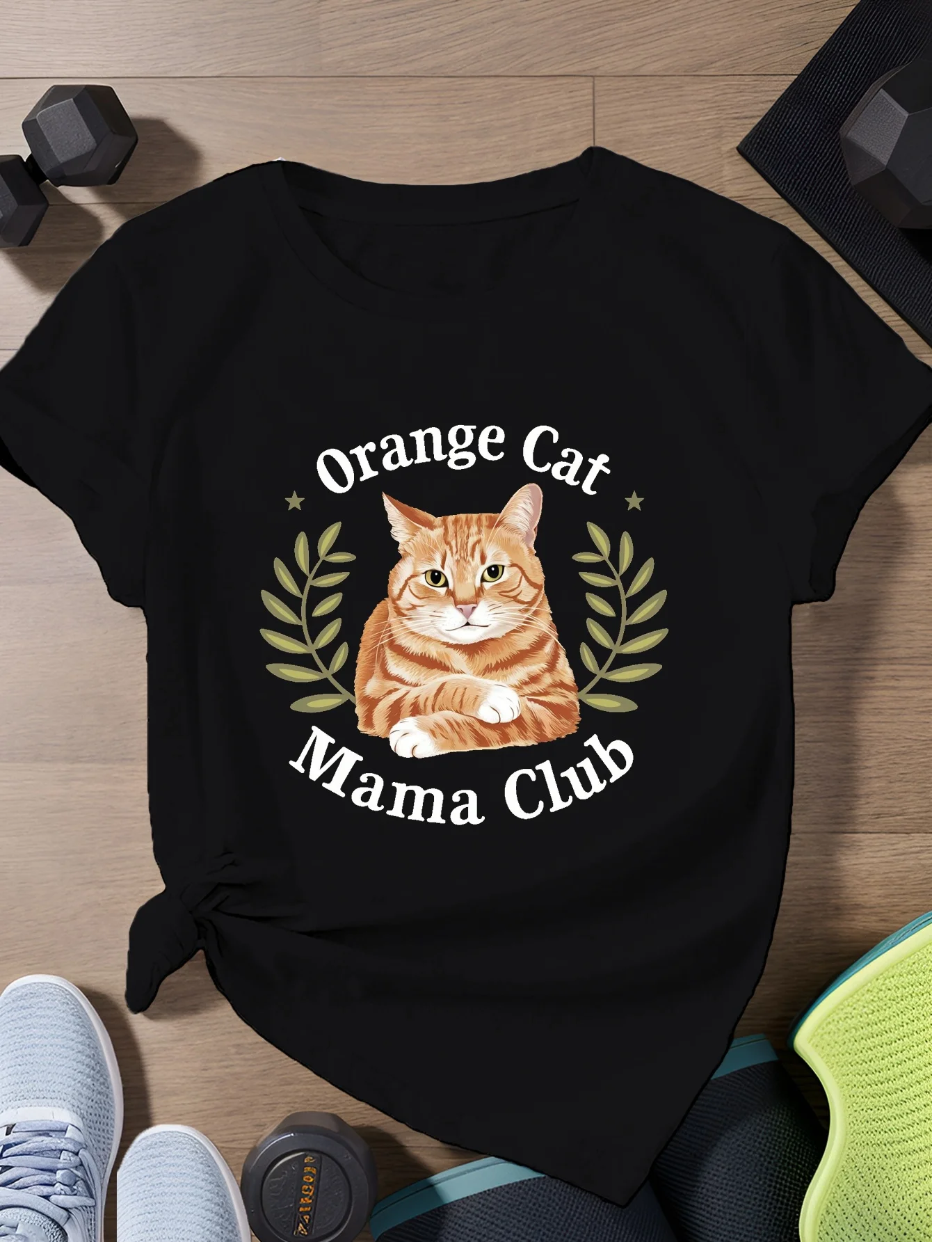 

Женская футболка больших размеров с коротким рукавом и круглым вырезом, простая футболка с рисунком кота, женская спортивная одежда и одежда