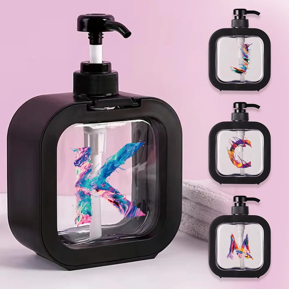 

Portable Press Type Lotion Bottle Detachable Soap Dispenser Foam Split Bottle Large Capacity Home Bathroom Paint Letter Pattern