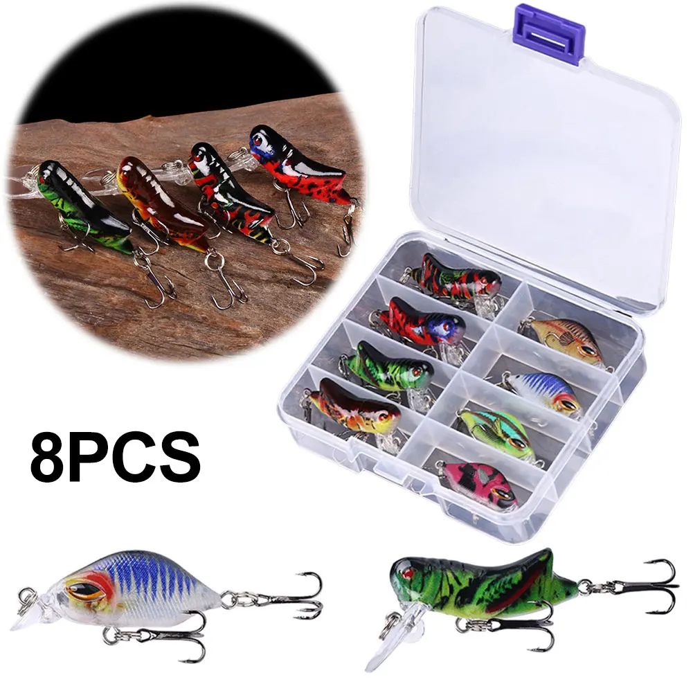 

Набор из 8 мини-воблеров с тройными крючками, искусственная жесткая приманка, минноу, свимбейт для ловли форели, баса, карпа