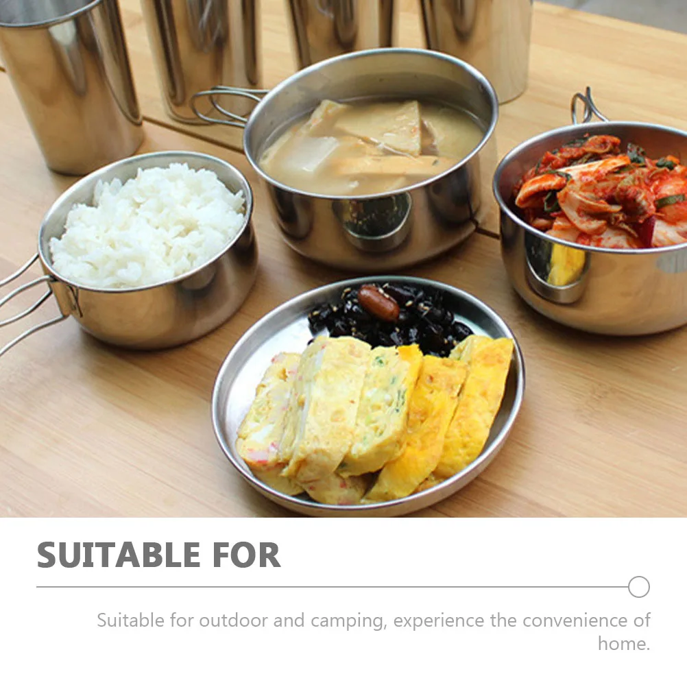 

Stainless Steel Camping Cookware Set Outdoor Portable Cooking Pan Durable Picnic Supplies Travel Lightweight Storage
