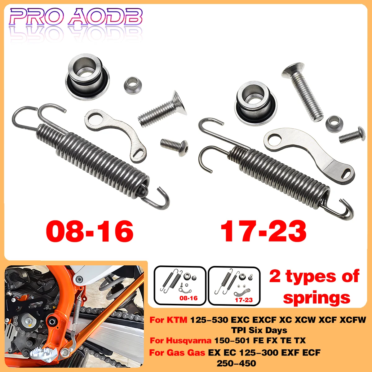 Moto Kickstand Side Stand Springs Kit For KTM 125 150 200 250 300 350 400 450 500 530 EXC EXCF XC XCW XCF XCFW 2008-2023 GasGas