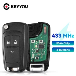 KEYYOU di Allarme Auto Chiave A Distanza Per Chevrolet Aveo Cruze Orlando Spark Sail 2/3/4 Bottoni 433MHz Fob ID46 chip Con HU100 Lama