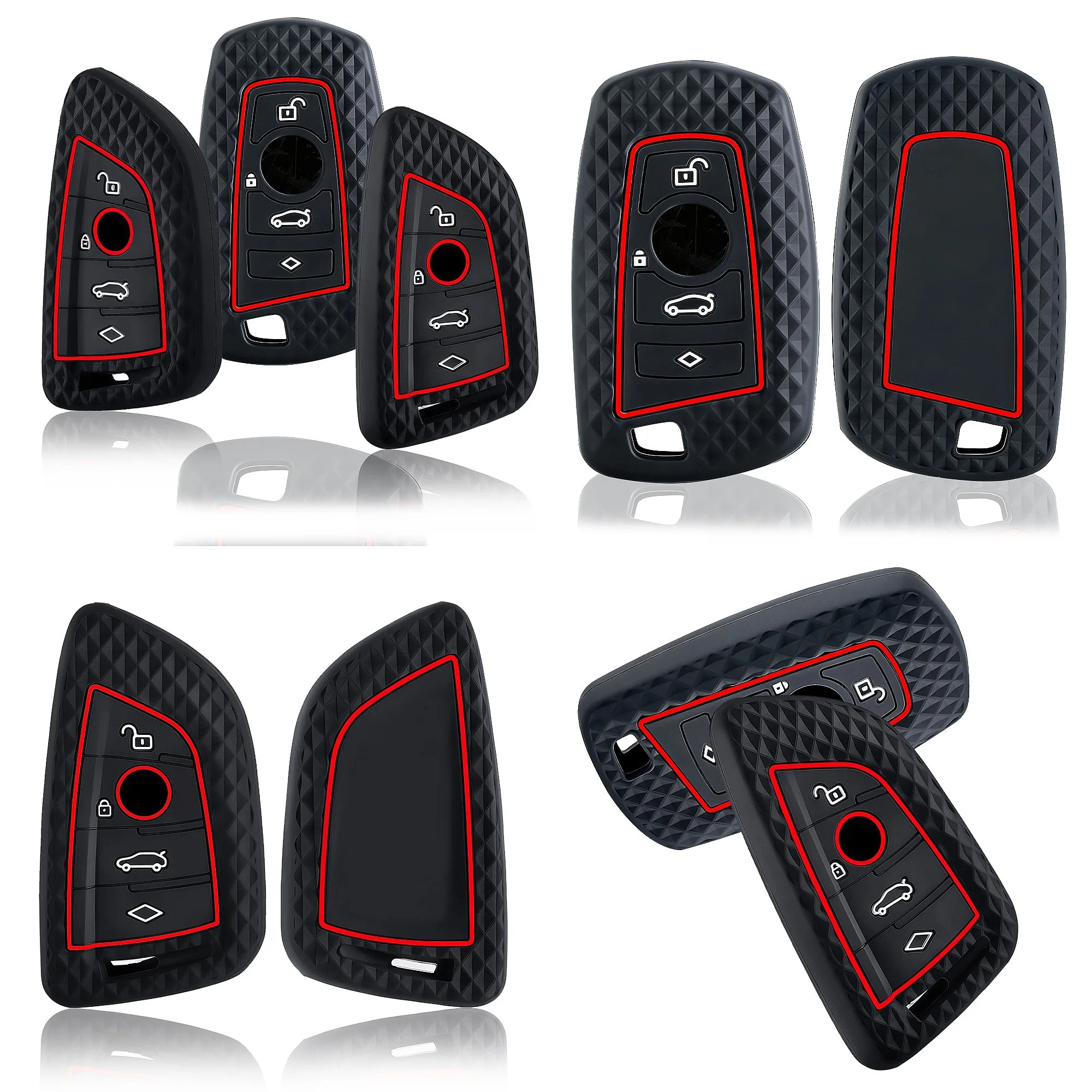 For BMW F30 F31 F32 F34 F20 F21 F07 F10 1 3 5 7 Series X1 X3 X4 X5 F15 F16 M3 M4 Silicone Car Key Fob Cover Sport Racing Style