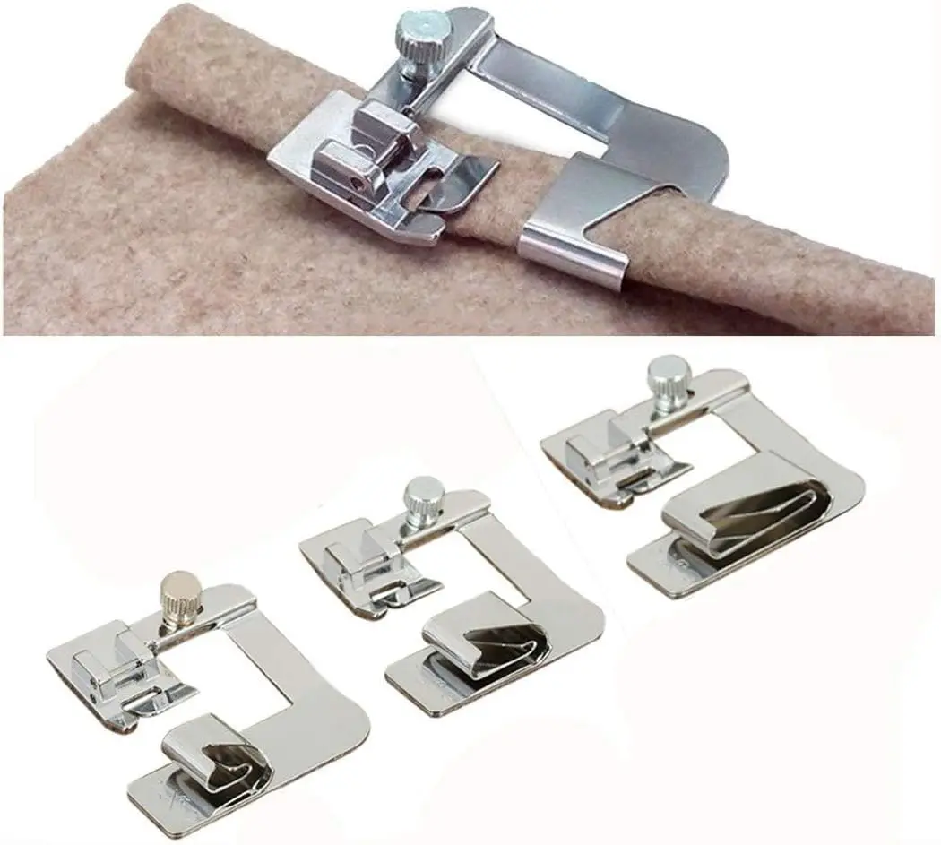 1/3pcs Rolled Hem Presser Foot Set Kit -Adjustable Hemmer Foot for Brother, Singer, Janome, Kenmore Sewing Machines
