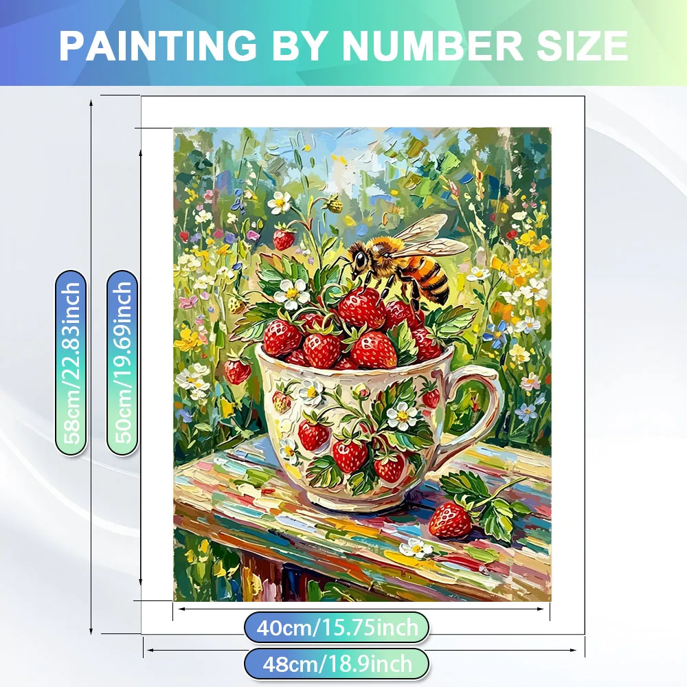 HUACAN Paint By Number Kits Strawberry Flower Picture Personalized Gifts Drawing On Canvas Kitchen Fruit Landscape  Wall Arts