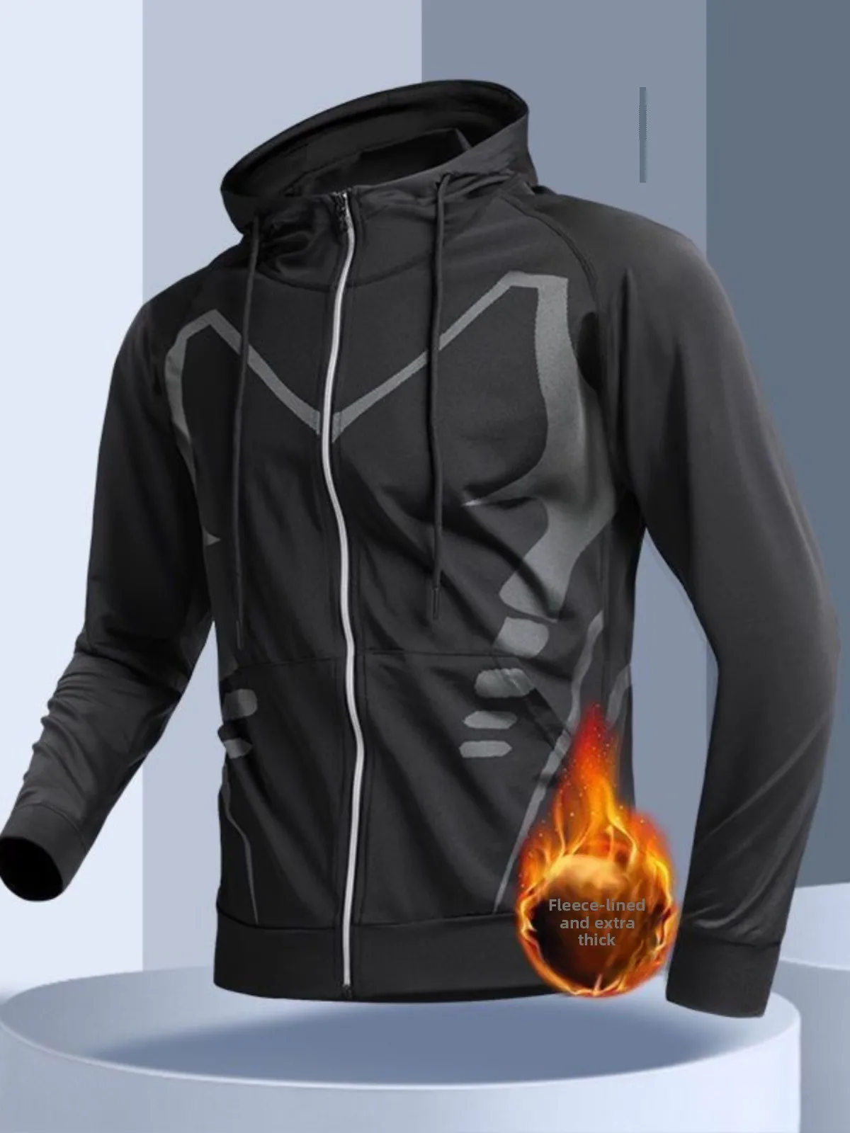 

Мужская беговая куртка, зимняя новая ветрозащитная уличная толстовка с капюшоном на подкладке, теплая водонепроницаемая тренировочная спортивная одежда, повседневные поты...