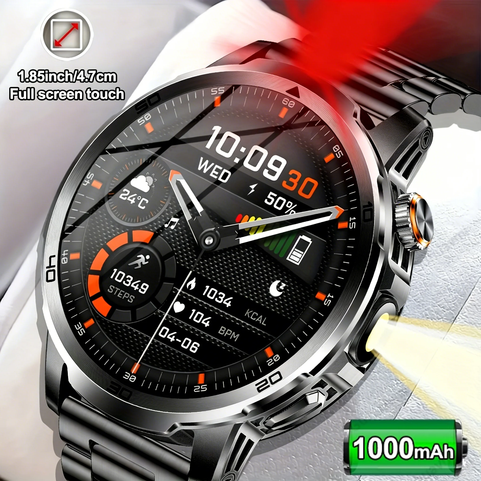 

2026 New Outdoor Smart Watch 1.85inch AMOLED 1000mAh Large Battery 5ATM Waterproof Voice Call Sports Men Fitness Bracelet
