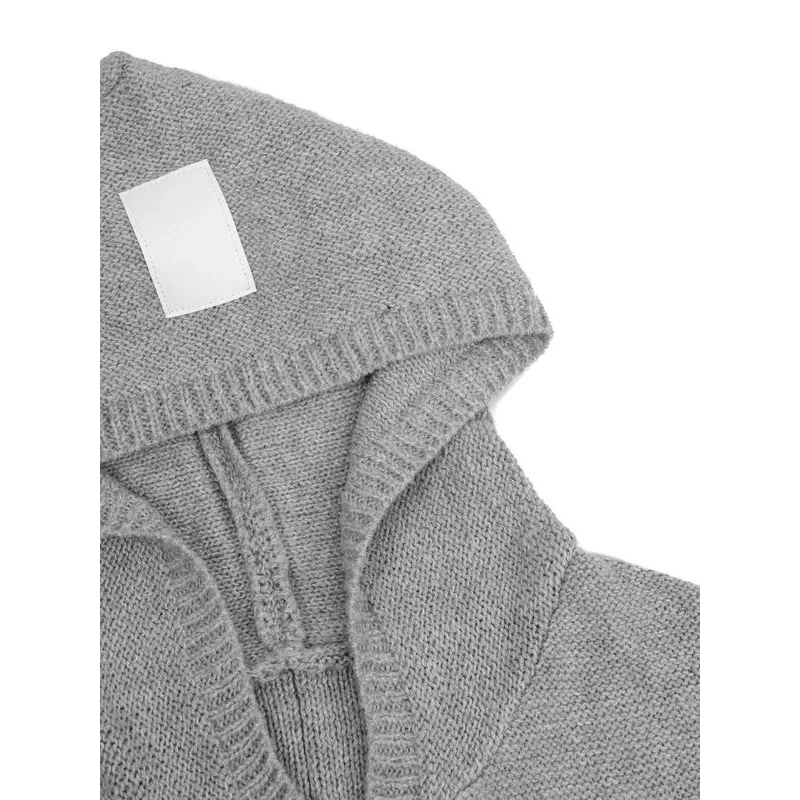 Dames effen dik open voorkant lange mouwen gebreid vest met capuchon, vesten voor dames, herfstkleding, comfort casual mode