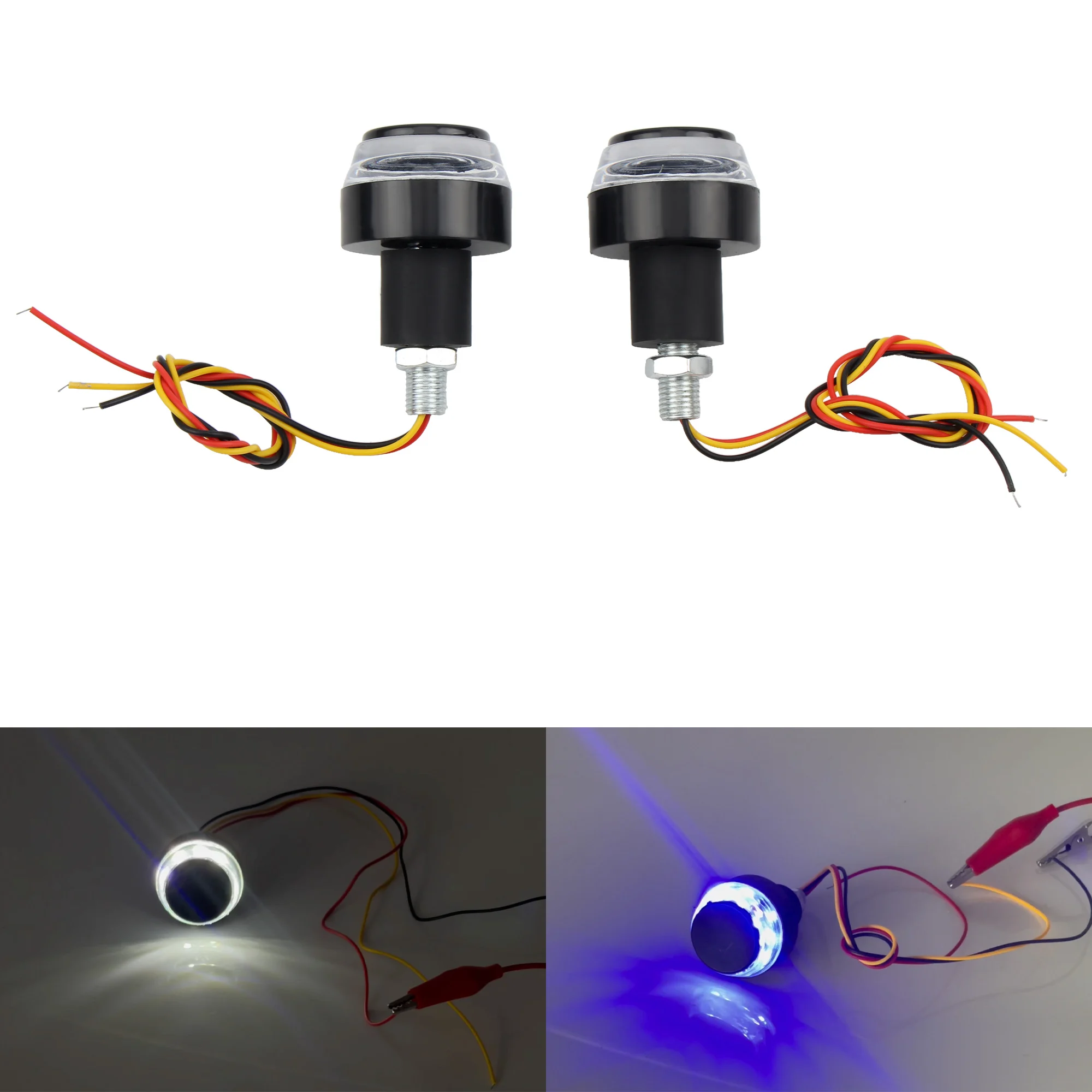 Universal Motorcycle LED 22mm Handle Light Handle Bar Indicator Turn Signal Light 3 Color Grip Plug Side Marker Lamp Moto Parts