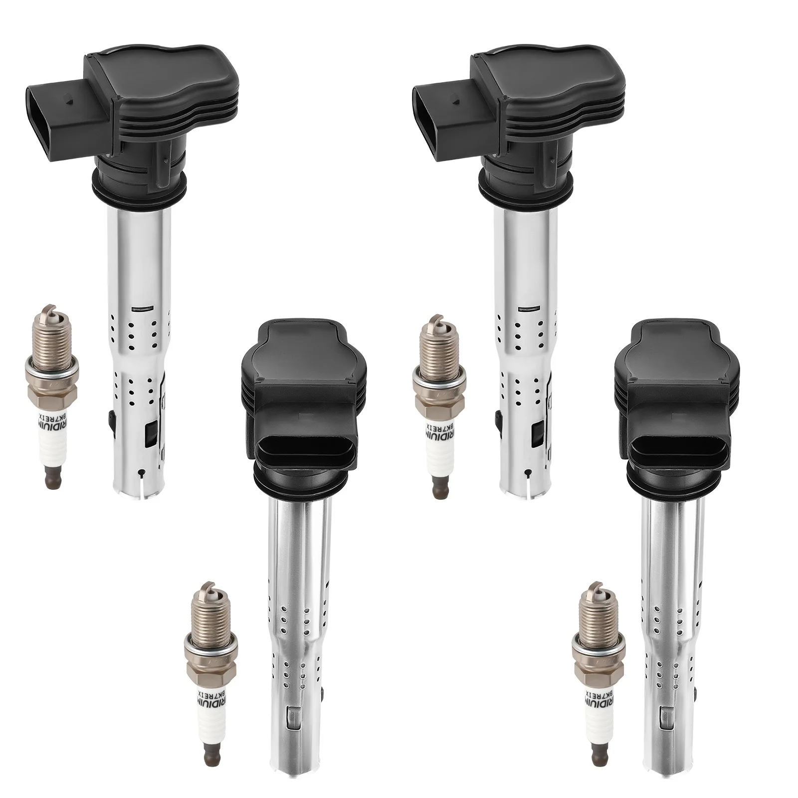 

Pack of 4 Ignition Coil + Spark Plug For Audi VW Beetle Eos Golf GTI Jetta UF575