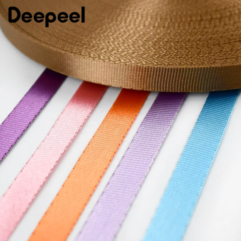 45Meters Deepeel 10mm Colored Nylon Webbing Tape Bag Strap Decorative Ribbon Band Phone Work Cards Lace Belt Garment Accessories