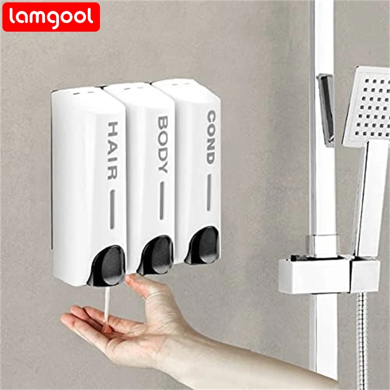 

Lamgool 350Ml Soap Dispenser Wall-Mount Shower Bath Shampoo Dispenser Liquid Soap Container Gel Dispenser Bathroom Accessories