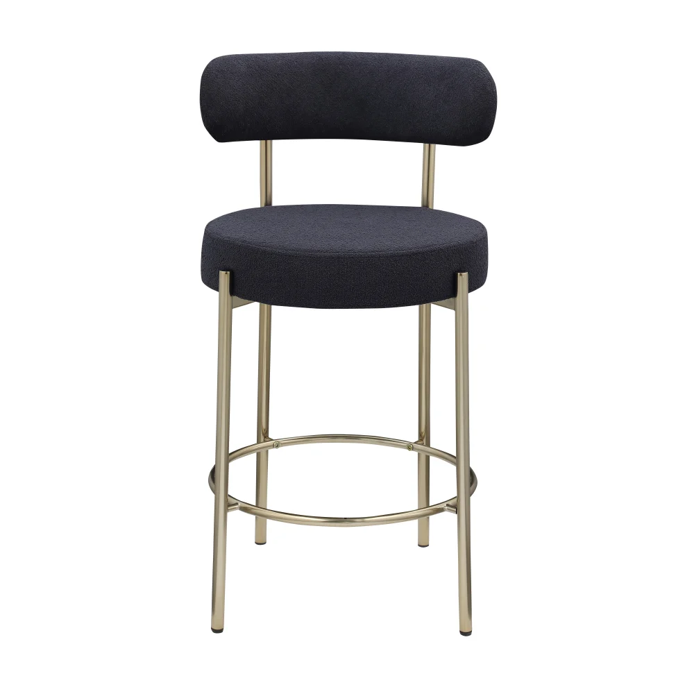 Furniture Modern Sherpa Counter Height Stools Set of 2, Uphsoltered 26" Seat Height Barstools