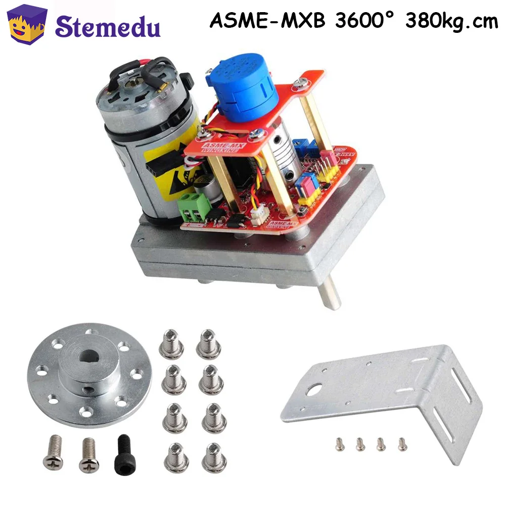 ASME-MXB High Torque Servo High Power 360 Degree 380kg.cm DC12-24V Steel Gear Arm Plate Bracket for Large Robot Arm Control DIY