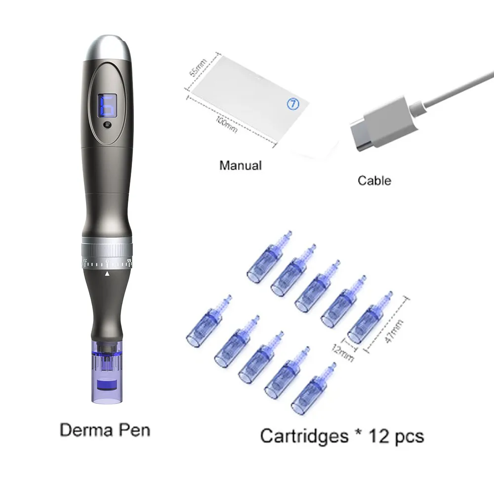 Professional Microneedling Auto Derma Pen X6 Micro Needling Dermapen Kit For Skin Care With 5 Pcs cartridge