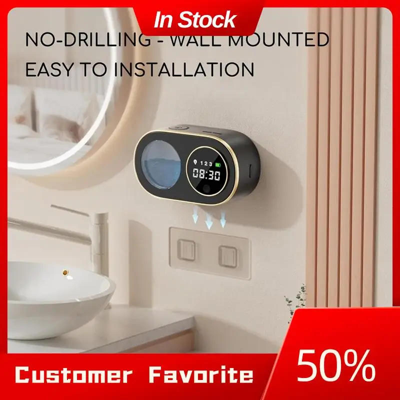 

Top Sale Automatic Foaming Soap Dispenser With HD LED Digital Clock Foam Soap Dispenser Wall Mount Rechargeable 12Oz (Black) Dur