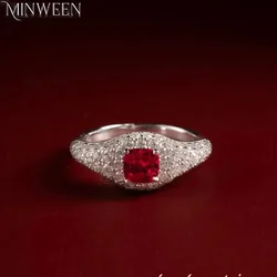 Gem Seal Luxury Full Diamond Lab Grown Ruby Ring Women's Jewelry Set 925 Pure Silver Gold Plated Versatile for Daily