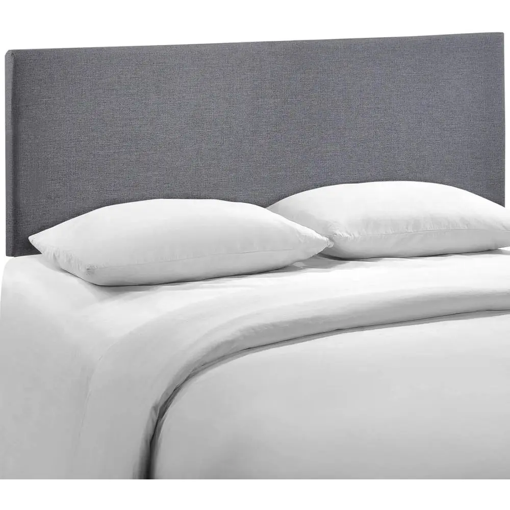 Queen Size Smoke Grey Linen Fabric Upholstered Bed