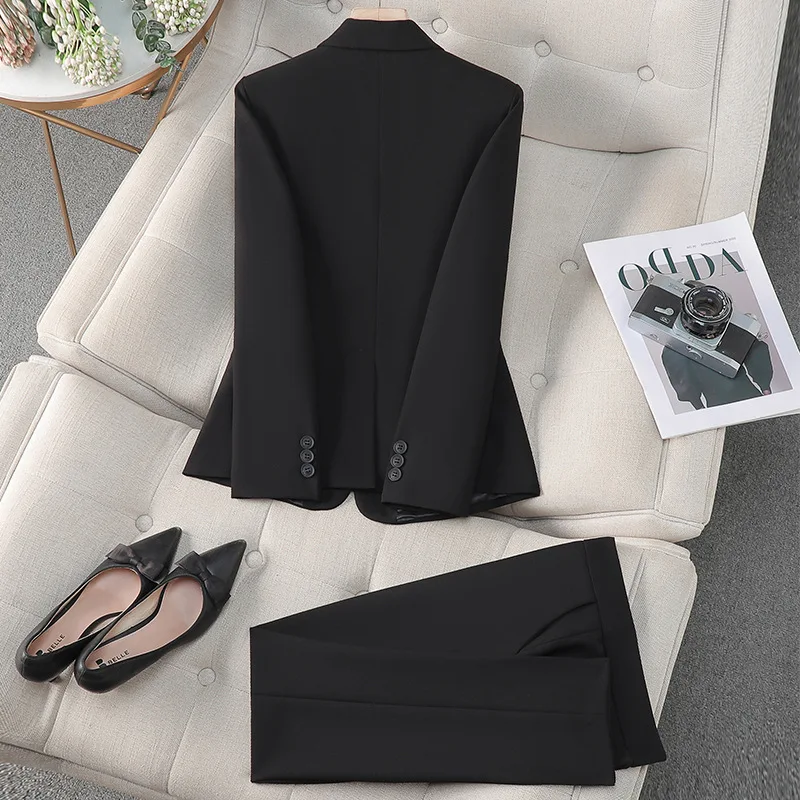 طقم بدلة رمادية راقية للنساء، موسم الربيع والخريف 2025New Style College Student Interview بدلة رسمية احترافية #3