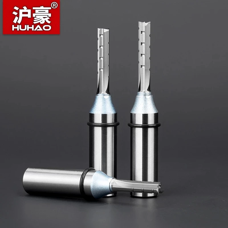 HUHAO Milling Cutter for Wood 1/2 Shank Router Bit 3 Flute TCT Slot Cutter Straigh End Mill Carving MDF Plywood Woodworking Tool