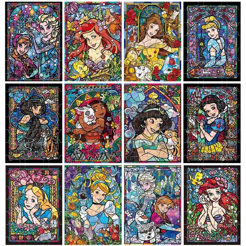 35 Pieces Disney Cartoon Princess Jigsaw Puzzles Elsa Snow White Cinderella Jasmine Wooden Puzzle Craft Hobbies Handmade Toys