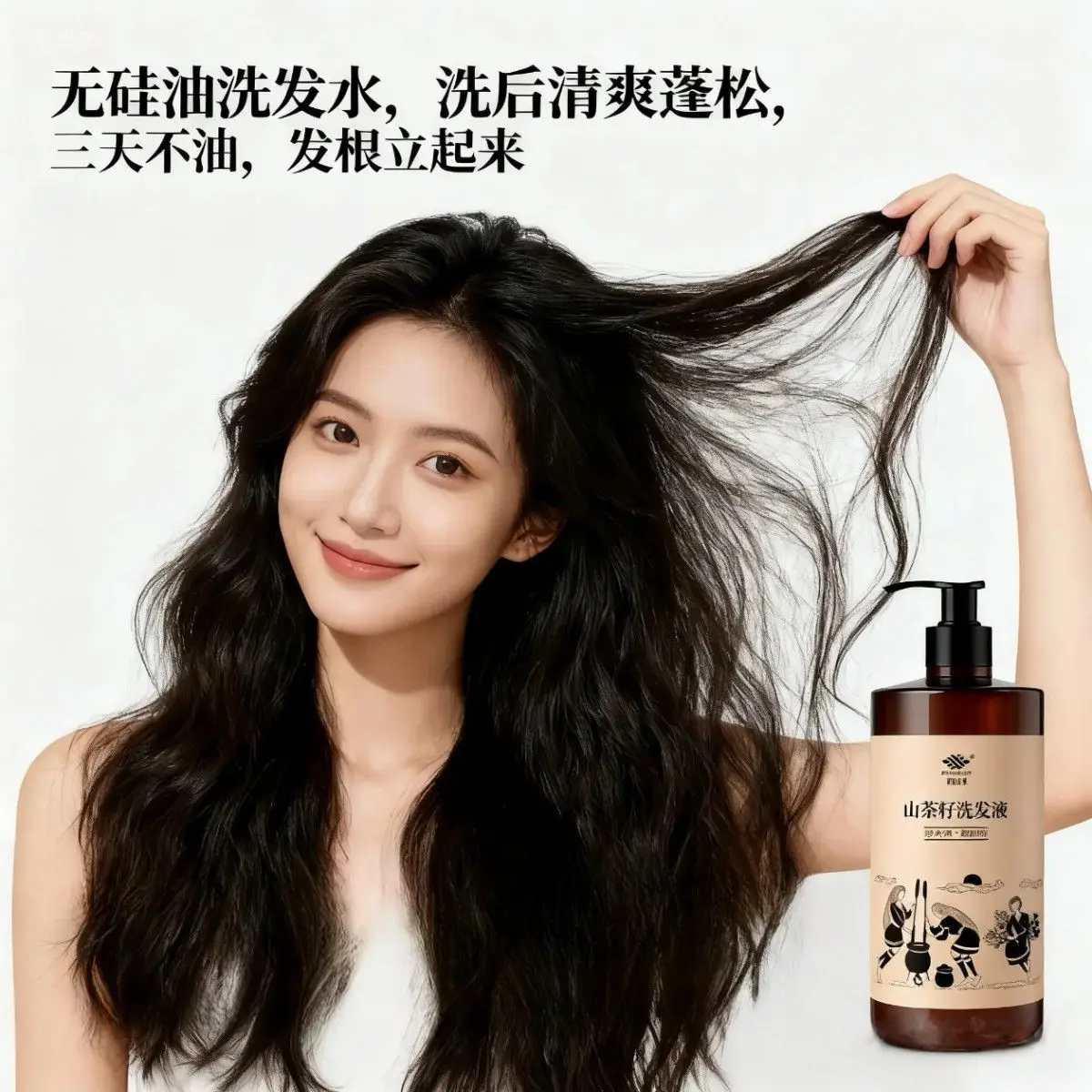Camellia Seed & Tea Cake Shampoo, Herbal Sulfate-Free Formula for Oily Scalp, Volumizing & Dandruff Care, Safe for Pregnancy