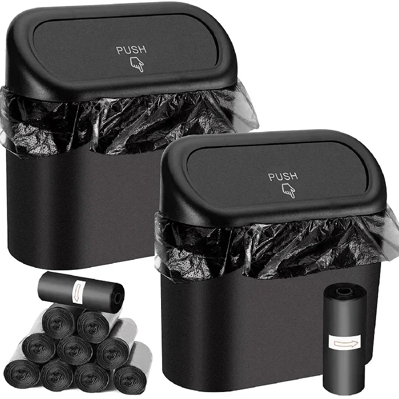 1/2/3Pcs Car Trash Can (with Lid) Contains 60 (300) Garbage Bags, Small Car Trash Can, Leak-proof Mini Car Accessories 자동차 쓰레기통