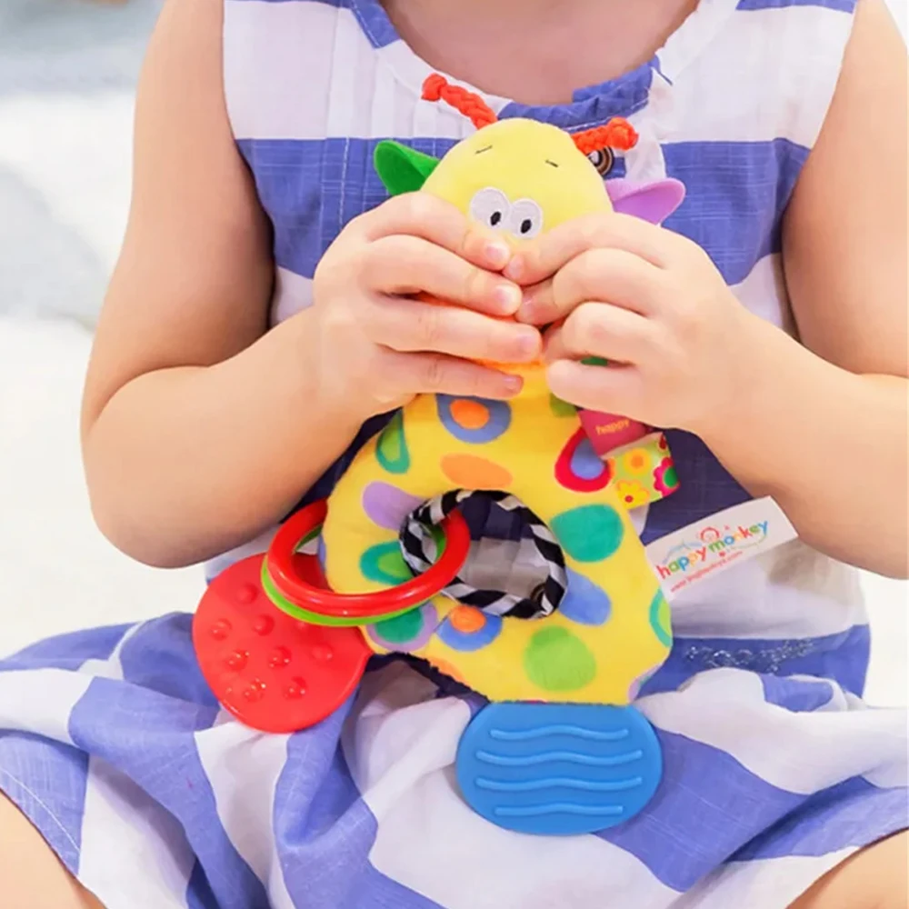 딸랑이 동물 기린 아기 부드러운 인형 Teether 인형 귀여운 어린이 유아 아기 젖니가 남 장난감 신생아 감각 플러시 장난감